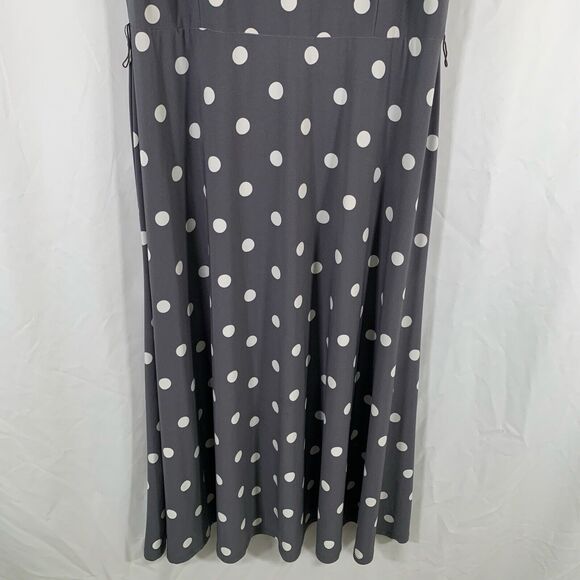 Lauren Ralph Lauren Midi Dress Women's 8 Grey Polka Dot Sleeveless Round Neck - Picture 3 of 9